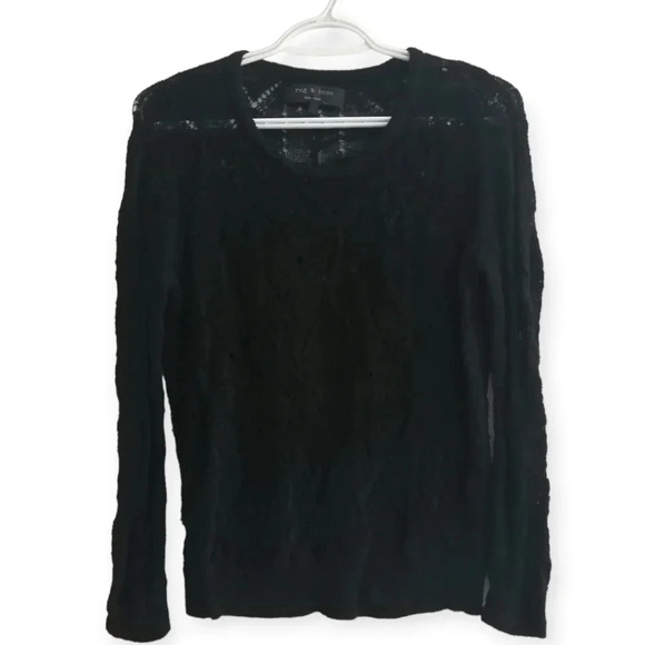 Rag & Bone Kaitlyn Crewneck Open Diamond Pattern Knit Light Summer Sweater Small - Picture 14 of 14